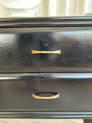 black dresser with glass knobs Cavelle 6-Drawer Black Dresser & Mirror | Modern Scratched-Resistant Dresser  with Brass Knobs