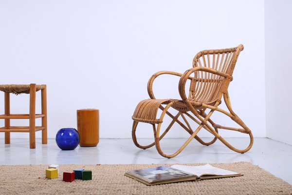椅子 vintage rattan easy chair Rattan Easy Chair No. 174 by Rohe Noordwolde, 1960s for sale