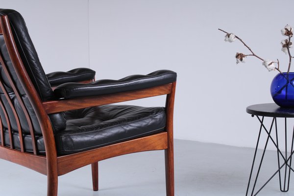 Black Leather G Mobel Nassjo Easy Chair by Göte Möbler, Sweden