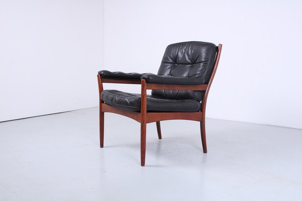 Black Leather G Mobel Nassjo Easy Chair by Göte Möbler, Sweden, 1970s for sale at Pamono
