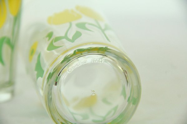 Vintage Italian Flower Glasses, 1970s, Set of 6 for sale at Pamono