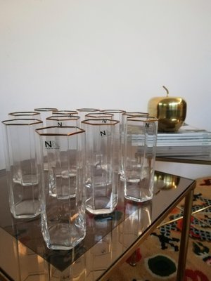 Vintage Murano Hexagonal Tumbler Glasses attributed to Nason Moretti,  Italy, 1970s, Set of 12 for sale at Pamono