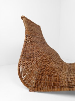 Vintage Wicker Karlskrona Chaise Longue attributed to Carl