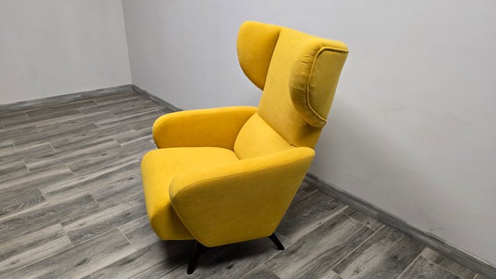 Mid Century Yellow Fabric Armchair for sale at Pamono