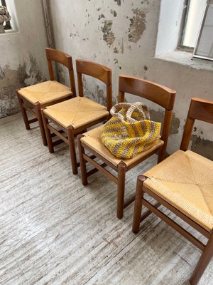Straw Elm Chairs, 1950s, Set of for sale at Pamono