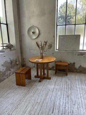 Les Arcs Table and Stool Set by Charlotte Perriand, 1960s, Set of