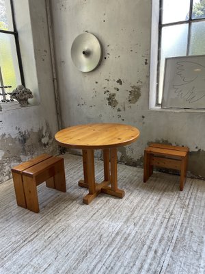 Les Arcs Table and Stool Set by Charlotte Perriand, 1960s, Set of