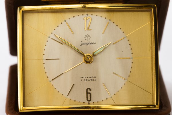 Travel Leather Alarm Clock from Junghans, 1960s for sale at Pamono