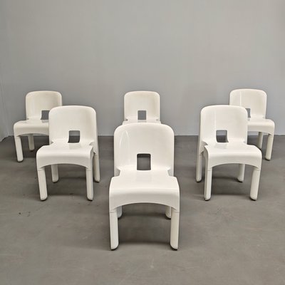Space Age Stackable White Plastic Chairs Mod. Universal by Joe Colombo for Kartell 1967 Set of 6 for sale at Pamono