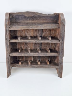 Vintage Brutalist Wooden Wine Rack in Oak 1960 for sale at Pamono