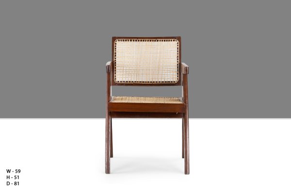 Cane PJ-SI-28-A Office Chair by Pierre Jeanneret, 1955 for Cane PJ-SI-28-A Office Chair by Pierre Jeanneret, 1955 for