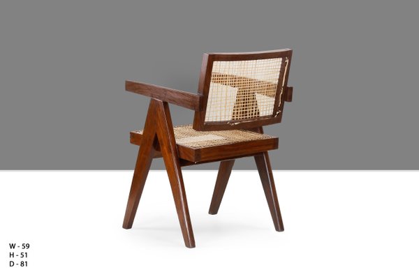 Cane PJ-SI-28-A Office Chair by Pierre Jeanneret, 1955 for Cane PJ-SI-28-A Office Chair by Pierre Jeanneret, 1955 for