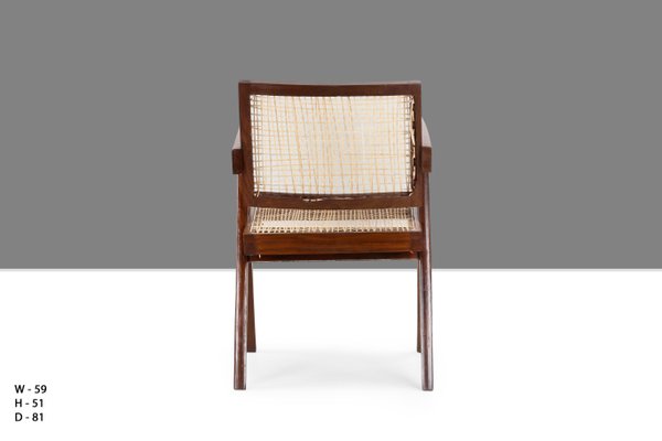 Cane PJ-SI-28-A Office Chair by Pierre Jeanneret, 1955 for Cane PJ-SI-28-A Office Chair by Pierre Jeanneret, 1955 for