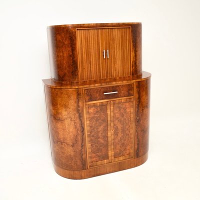 Art Deco Burr Walnut Cocktail Drinks Cabinet 1930