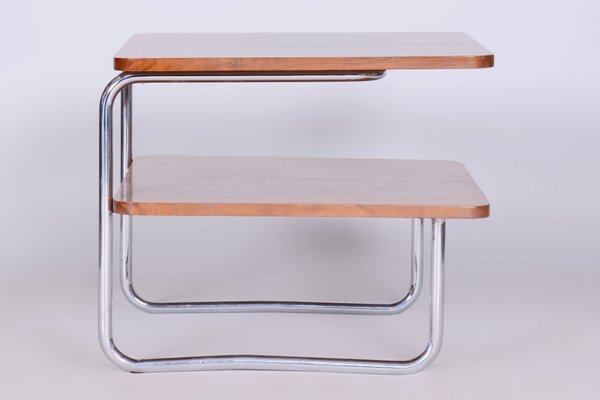 Bauhaus Side Table in Caucasian Walnut and Chrome-Plated Steel