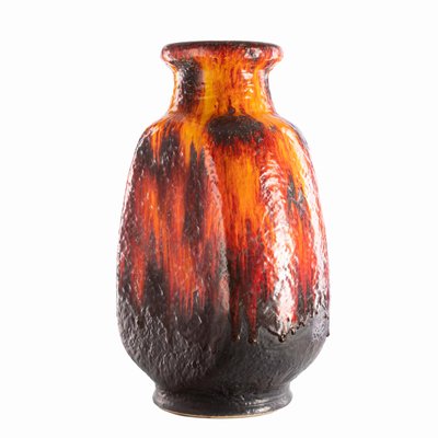 Large Fat Lava Model 608/50 Red Fire Floor Vase by Dumler