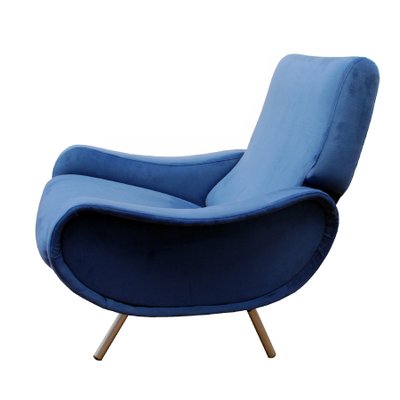 Mid Century Royal Blue Lady Easy Chairs By Marco Zanuso For Arflex