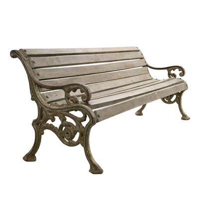 Cast Iron and Wood Garden Bench for sale at Pamono