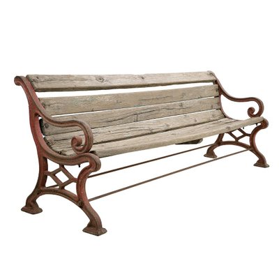 Gartenbank aus Gusseisen und Holz bei Pamono kaufen