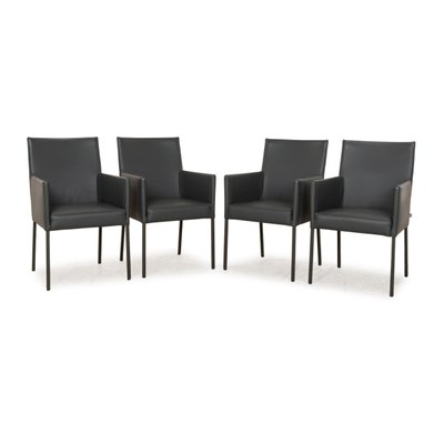 Set 652 Leather Chairs with Grey Frame from Ewald Schillig Set of 4 for sale at Pamono
