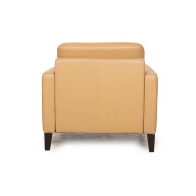 Set of Ego Leather Armchair and Stool in Cream from Rolf Benz for