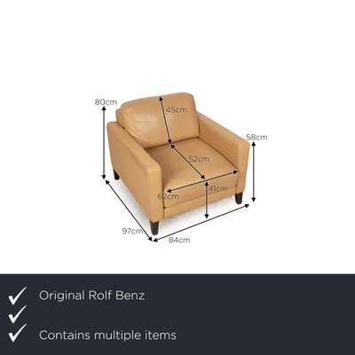 Set of Ego Leather Armchair and Stool in Cream from Rolf Benz for