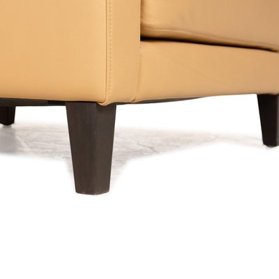 Set of Ego Leather Armchair and Stool in Cream from Rolf Benz for