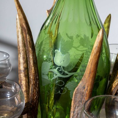 German Glass Decanter in a Hunting Bottle Holder for sale at Pamono