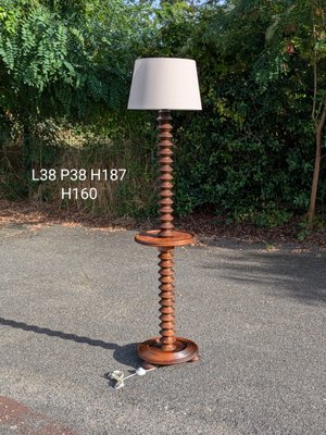 Charles Dudouyt Turned Wood Floor Lamp with Shelf Charles Dudouyt Turned Wood Floor Lamp with Shelf