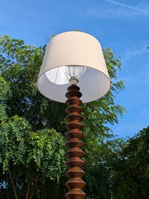 Charles Dudouyt Turned Wood Floor Lamp with Shelf Charles Dudouyt Turned Wood Floor Lamp with Shelf