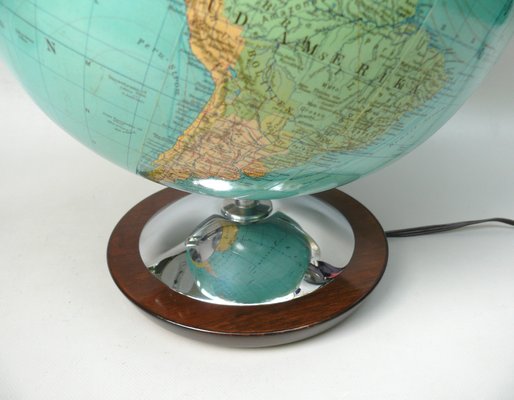 Mappamondo Illuminato Exerz 20cm - Supporto Legno, Mappa Inglese, LED, Educativo Per Bambini E Ufficio
