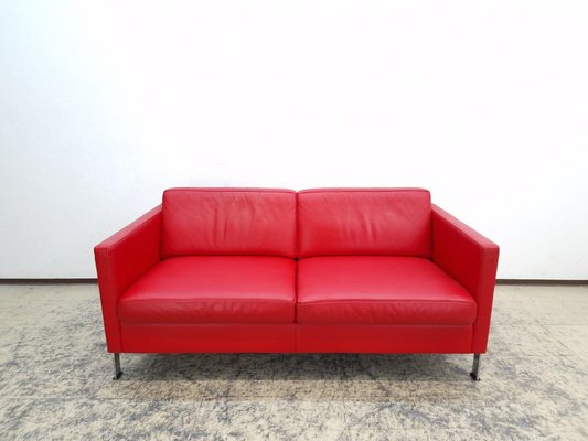 Red leather loveseat for sale discount