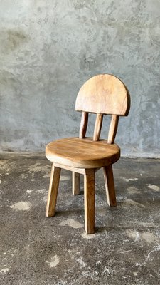 Small Children's Chair in Natural Blond Teak with Three-Bar Back