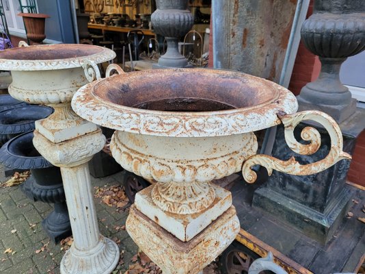 Cast Iron Flower Pot with Ears on Roman Column Vase Planter, Set of 2 for  sale at Pamono
