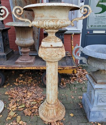 Cast Iron Flower Pot with Ears on Roman Column Vase Planter, Set of 2 for  sale at Pamono