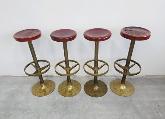Bar Stools in Thick Brass Austria 1920s Set of 4 for sale at Pamono