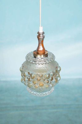 Vintage Scandinavian Glass Hanging Lamp, Midmod Pendant 60s for
