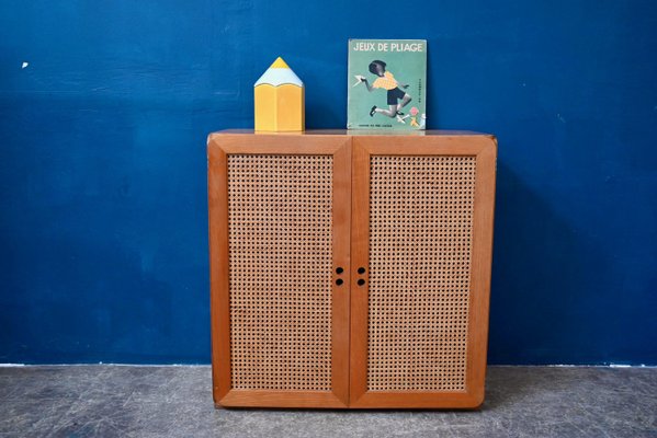 Wardrobe in Rattan and Wood by Derk Jan De Vries, 1960s for sale