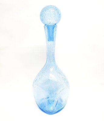 Carafe Et Louche Biot En Verre Bullé Bleu – Verrerie D'occasion – État Correct
