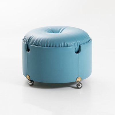 Blue Stool by Luigi Massoni for Poltrona Frau, 1970s for sale at