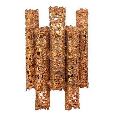 Brutalist Wall Lamp with Copper Tubes by Aimo Tukiainen, Finland