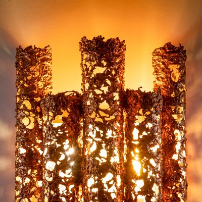 Brutalist Wall Lamp with Copper Tubes by Aimo Tukiainen, Finland