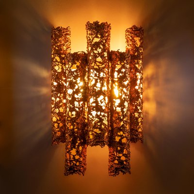 Brutalist Wall Lamp with Copper Tubes by Aimo Tukiainen, Finland