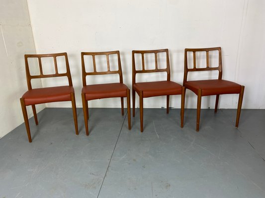 TEAK & LEATHER DINIG CHAIR② Mid-Century Danish Teak and Leather Dining Chairs by Johannes
