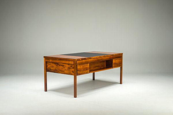 Rosewood Desk with Leather Insert and Drawers from Søren
