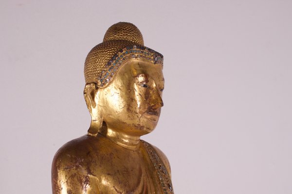 Sitting Gilt Teak Mandalay Buddha - Ca 1910 Sitting Gilt Teak Mandalay Buddha - Ca 1910