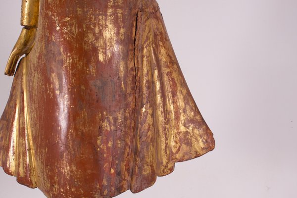 Gilded Teak Standing Mandalay Buddha - Ca 1920 Gilded Teak Standing Mandalay Buddha - Ca 1920