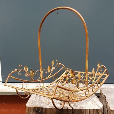 Art Nouveau Wrought Iron Basket with Handle for sale at Pamono
