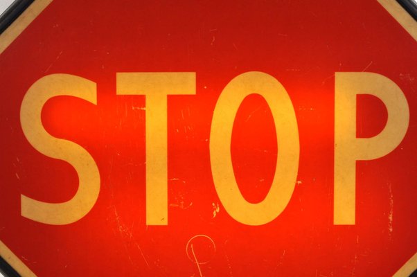 Large Vintage Traffic Stop Sign with Lighting, 1950s for Large Vintage Traffic Stop Sign with Lighting, 1950s for