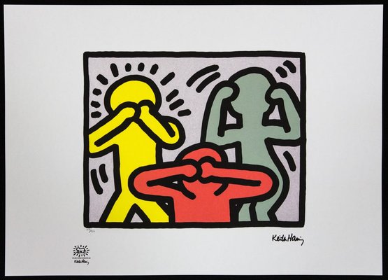 Keith Haring Estate Vintage 1992 Lithograph Print Framed